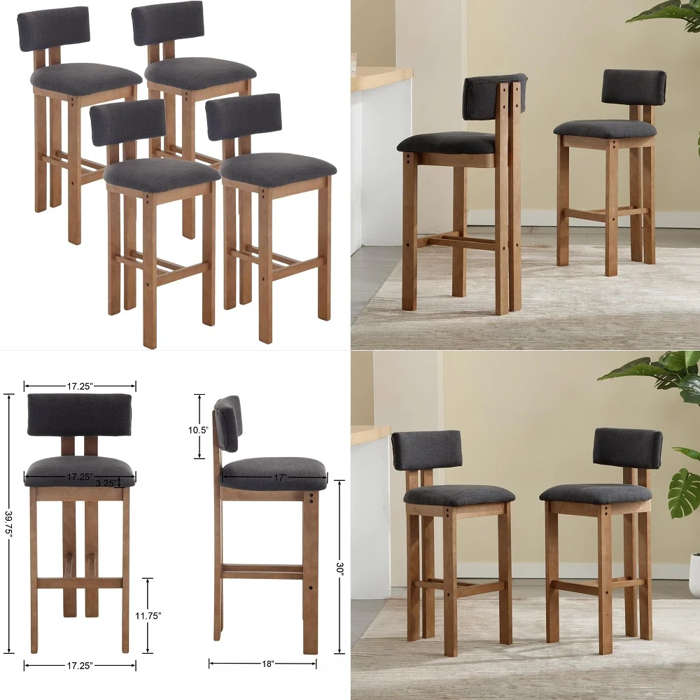 Century Modern 30 Tall Bar Height Stools Set of 4, Farmhouse Comfy Upholstered Wooden Barstools with Footrest for Kitchen Islan
Century Modern 30 Tall Bar Height Stools Set of 4, Farmhouse Comfy Upholstered Wooden Barstools with Footrest for Kitchen Islan