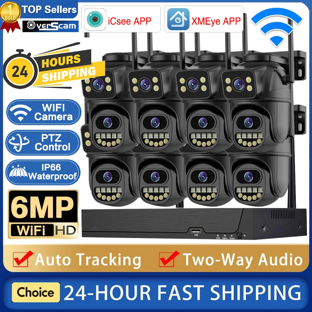 6MP HD Wireless IP Camera Dual Lens Security Proction PTZ WIFI Camera 8CH NVR Video Surveillance Kit Two Way Audio iCSee
6MP HD Wireless IP Camera Dual Lens Security Proction PTZ WIFI Camera 8CH NVR Video Surveillance Kit Two Way Audio iCSee