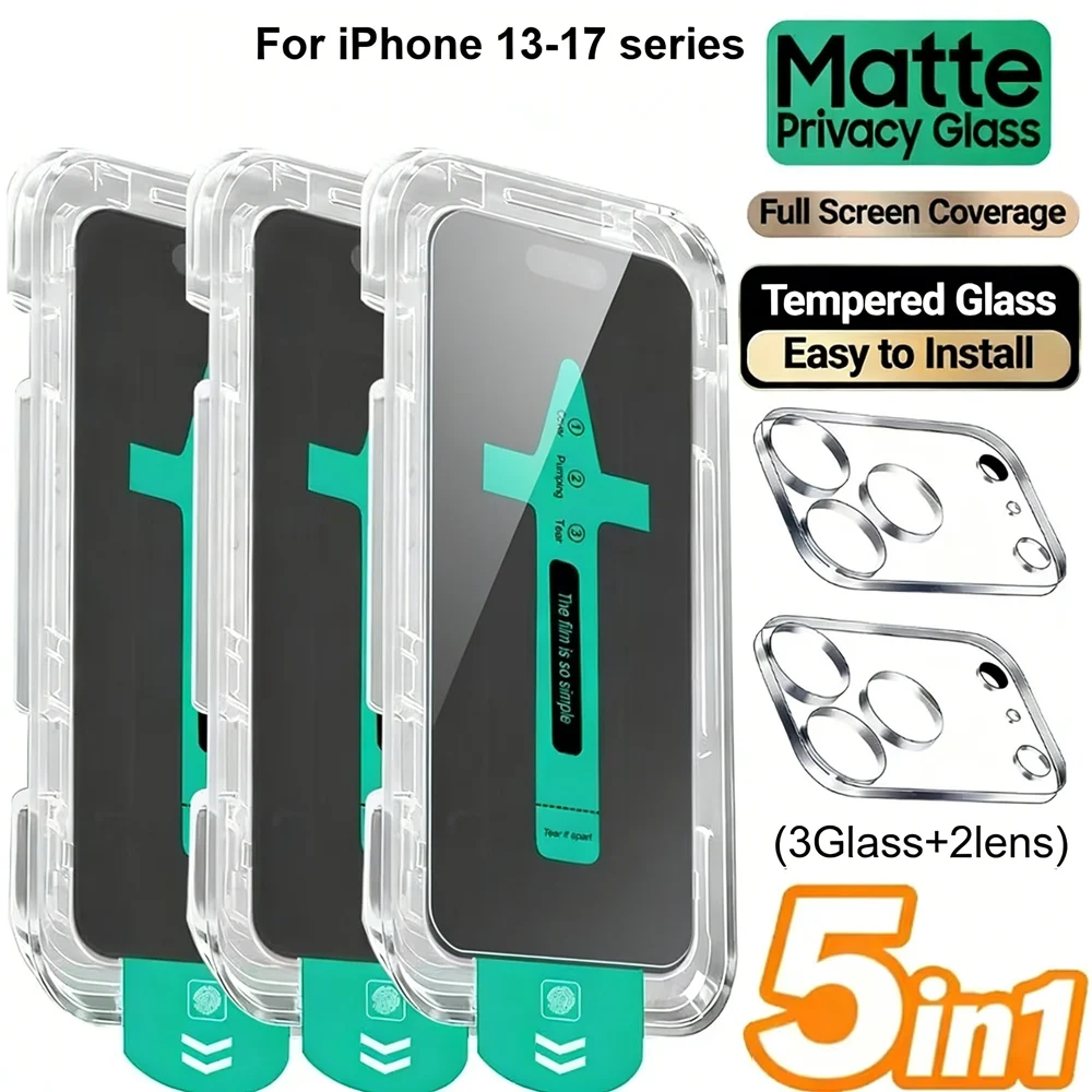 5pcs Matte Anti-Peeping Screen Protector For iPhone 17 Pro Max Air 17 16 15 14 13 12 11 Dust Free Tempered Glass HD Lens Films
5pcs Matte Anti-Peeping Screen Protector For iPhone 17 Pro Max Air 17 16 15 14 13 12 11 Dust Free Tempered Glass HD Lens Films