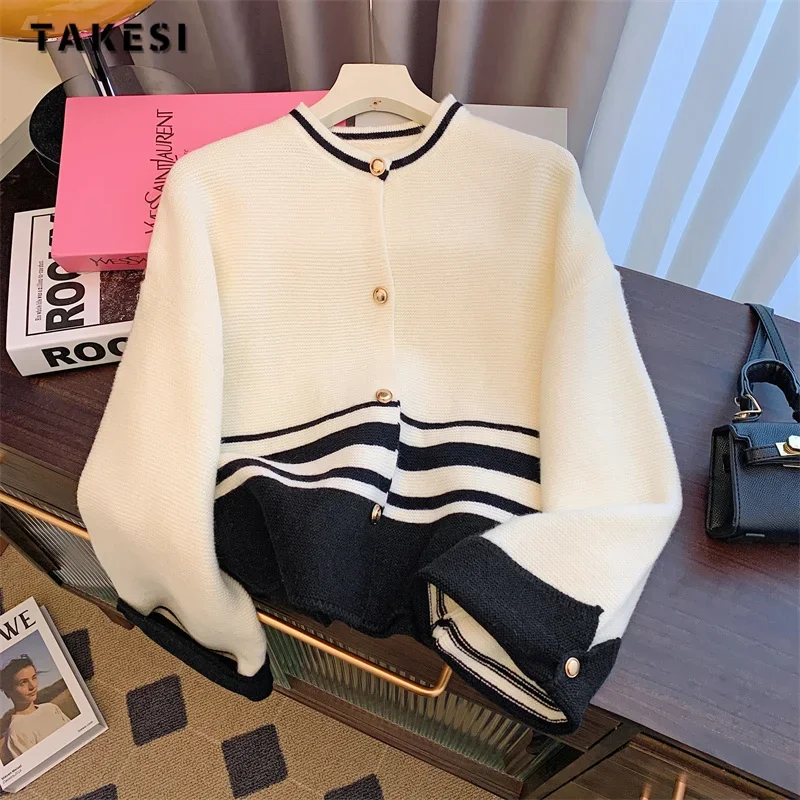Women Luxury Striped Knitting Long Sleeve O-Neck Cardigans 2023 Winter French Elegant Casual Style Single Breasted Warm Sweater
Women Luxury Striped Knitting Long Sleeve O-Neck Cardigans 2023 Winter French Elegant Casual Style Single Breasted Warm Sweater