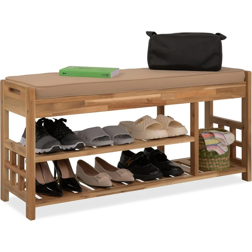 Wooden Shoe Rack with Bench Seat - Light Natural Acacia Wood Entryway Organizer with Cushioned Top & Easy-Move Handles - Multi-L
Wooden Shoe Rack with Bench Seat - Light Natural Acacia Wood Entryway Organizer with Cushioned Top & Easy-Move Handles - Multi-L