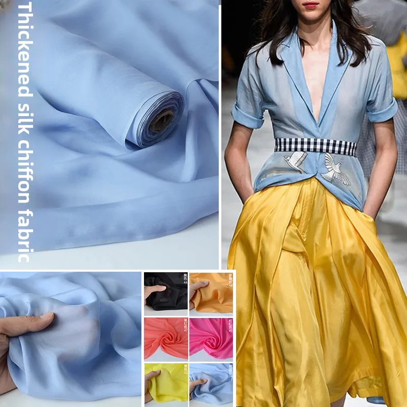 Solid Mulberry Silk Chiffon Fabric for DIY Sewing Smock Dress Garment Accessories Clothing Fashion Material Cloth By The Meter
Solid Mulberry Silk Chiffon Fabric for DIY Sewing Smock Dress Garment Accessories Clothing Fashion Material Cloth By The Meter