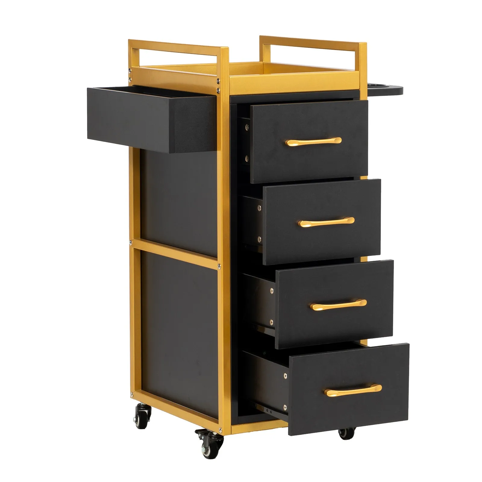 4 Drawers Beauty Salon Trolley Cart, Salon Cabinet with Casters & Tool Holders
4 Drawers Beauty Salon Trolley Cart, Salon Cabinet with Casters & Tool Holders