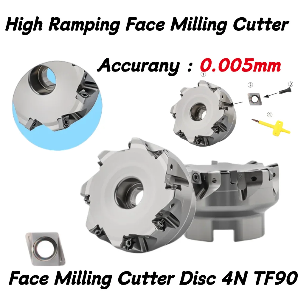 Face Milling Cutter Disc 4N TF90 with Carbide Inserts Double-Sided 4Nkt060308 Fast Feed Milling Cutter Head CNC Tool Holder
Face Milling Cutter Disc 4N TF90 with Carbide Inserts Double-Sided 4Nkt060308 Fast Feed Milling Cutter Head CNC Tool Holder