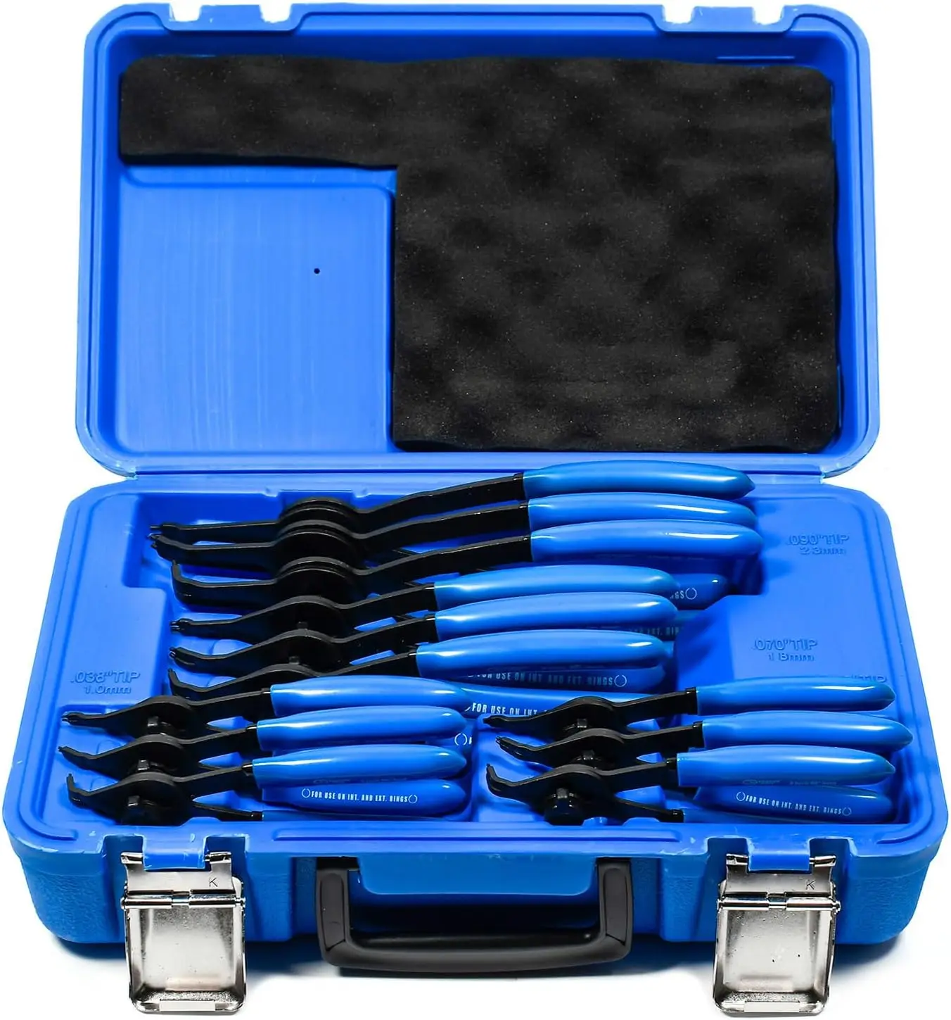 Набор плоскогубцев для стопорных колец из 12 предметов с фиксированными насадками для внутренних/внешних колец, 4 размера и несколько углов
Набор плоскогубцев для стопорных колец из 12 предметов с фиксированными насадками для внутренних/внешних колец, 4 размера и несколько углов