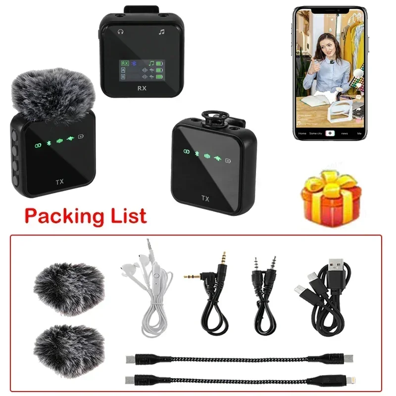 Wireless Lavalier Microphone Compact Portable Lapel Mic With Dual-Channel Recording LCD for iPhone Android Laptop Live Streaming
Wireless Lavalier Microphone Compact Portable Lapel Mic With Dual-Channel Recording LCD for iPhone Android Laptop Live Streaming