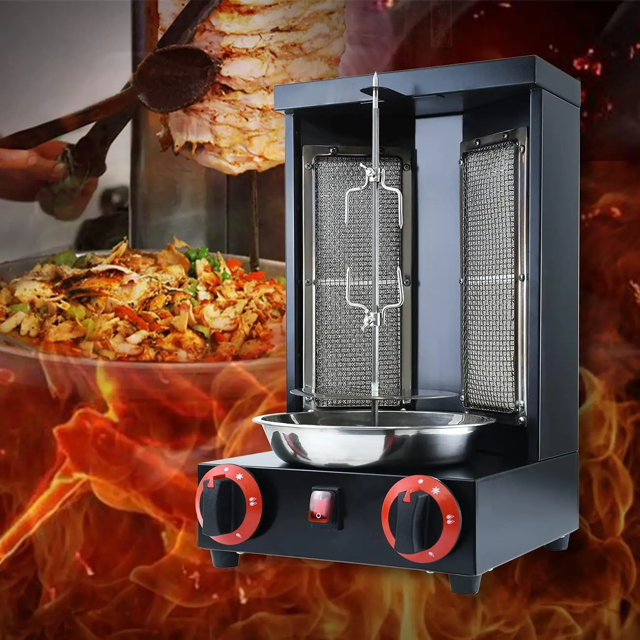 Mvckyi Electric Shawarma Machine with 2 Burners Vertical Countertop Gas Chicken Grill Rotisserie Machine for Restaurant Hotel
Mvckyi Electric Shawarma Machine with 2 Burners Vertical Countertop Gas Chicken Grill Rotisserie Machine for Restaurant Hotel