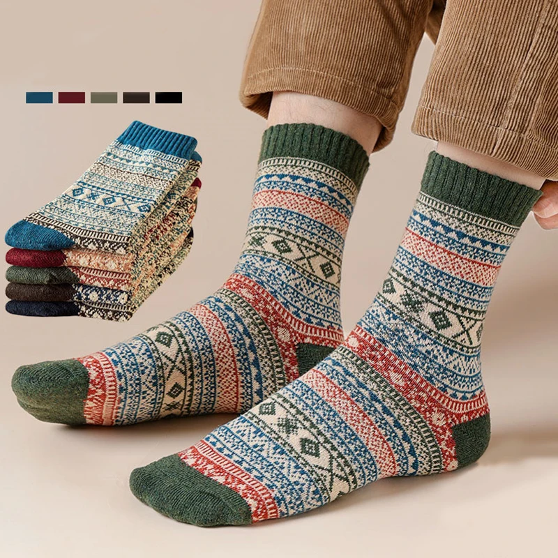 5 Pairs Ethnic Style Winter Men's Socks Thickened Thermal Warm Wool Knitted Mid Tube Socks Sports Stockings Casual Mid-calf Sock
5 Pairs Ethnic Style Winter Men's Socks Thickened Thermal Warm Wool Knitted Mid Tube Socks Sports Stockings Casual Mid-calf Sock