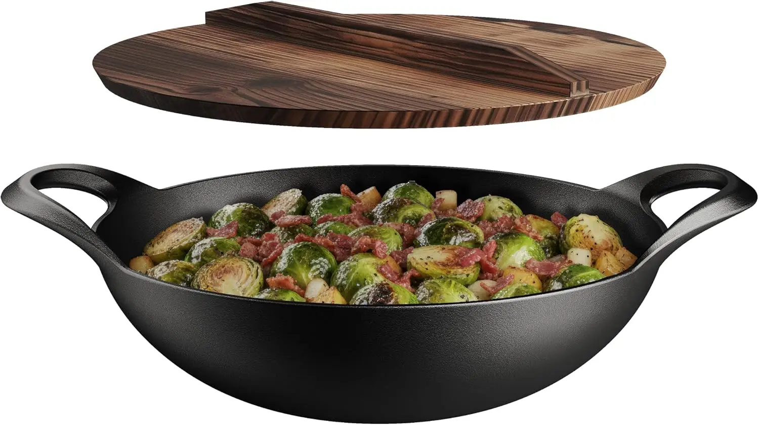 14-Inch Pre-Seasoned Cast Iron Wok with Wooden Lid, Flat Bottom Stir Fry Pan for Gas, Electric, Induction, and Open Fire, Heavy-Duty Dual Handles, 8.8 lbs
14-Inch Pre-Seasoned Cast Iron Wok with Wooden Lid, Flat Bottom Stir Fry Pan for Gas, Electric, Induction, and Open Fire, Heavy-Duty Dual Handles, 8.8 lbs
