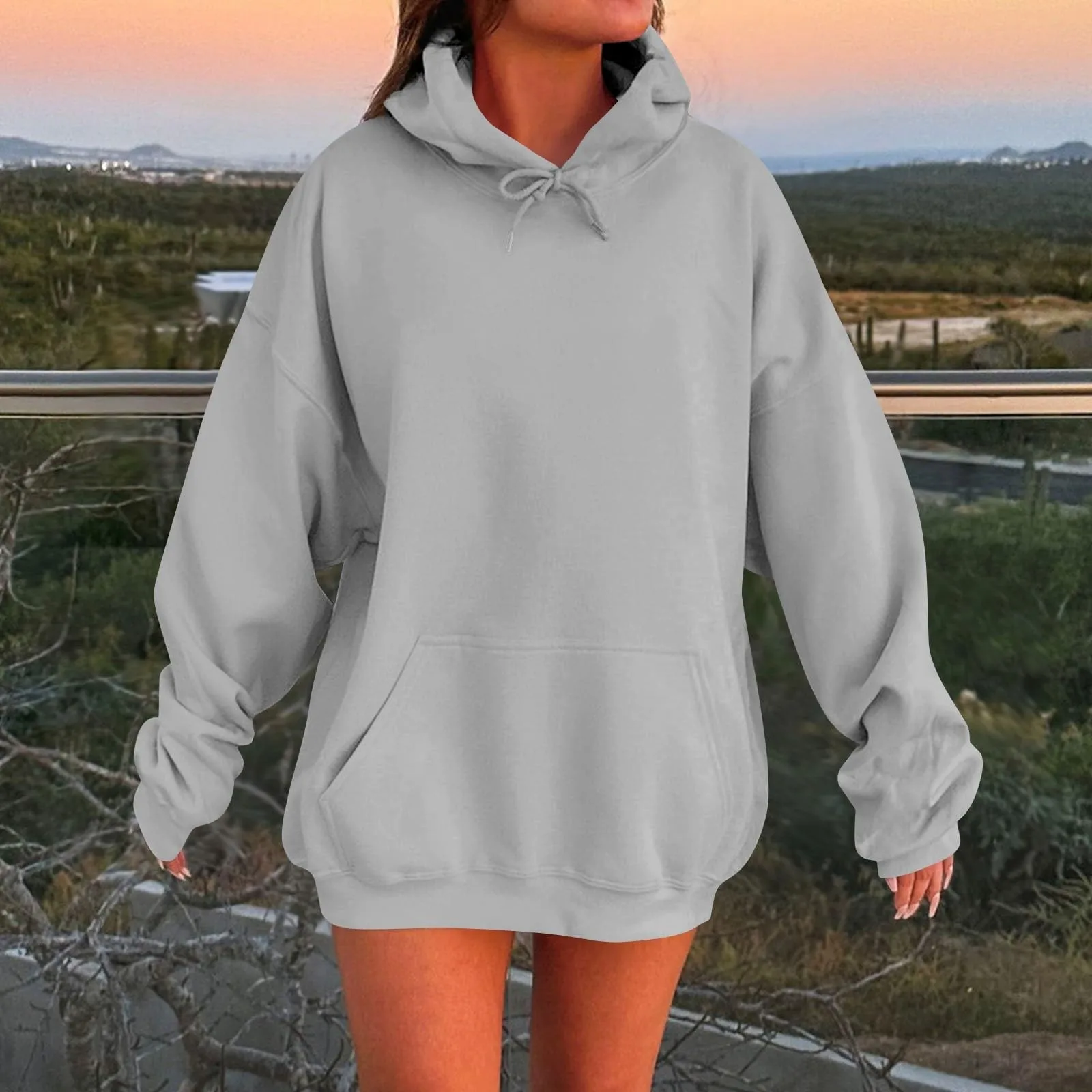 Women's Drop Shoulder Sleeve Hooded Sweatshirt Solid Color Pullover Sweatshirt With Drawstring Fall And Winter Female Hooded
Women's Drop Shoulder Sleeve Hooded Sweatshirt Solid Color Pullover Sweatshirt With Drawstring Fall And Winter Female Hooded