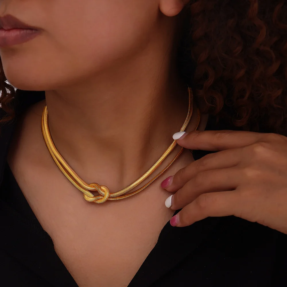 Stainless Steel Necklace Bracelets For Women Men Hip Hop Interlocking Knots Double Layer Snake Chains Couple Wedding Jewelry Set
Stainless Steel Necklace Bracelets For Women Men Hip Hop Interlocking Knots Double Layer Snake Chains Couple Wedding Jewelry Set