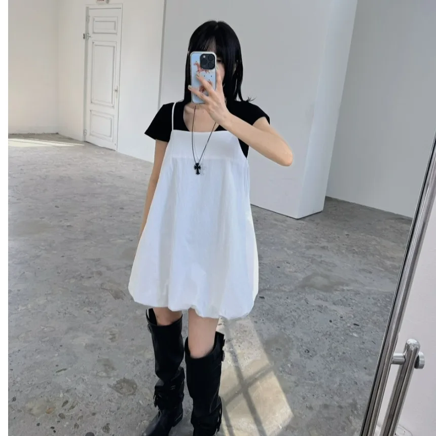Chic Lantern Doll Strap Dress Women's Summer New Age Reduction Small Pure Color Short Skirt Korean Style Spring Autumn Winter
Chic Lantern Doll Strap Dress Women's Summer New Age Reduction Small Pure Color Short Skirt Korean Style Spring Autumn Winter