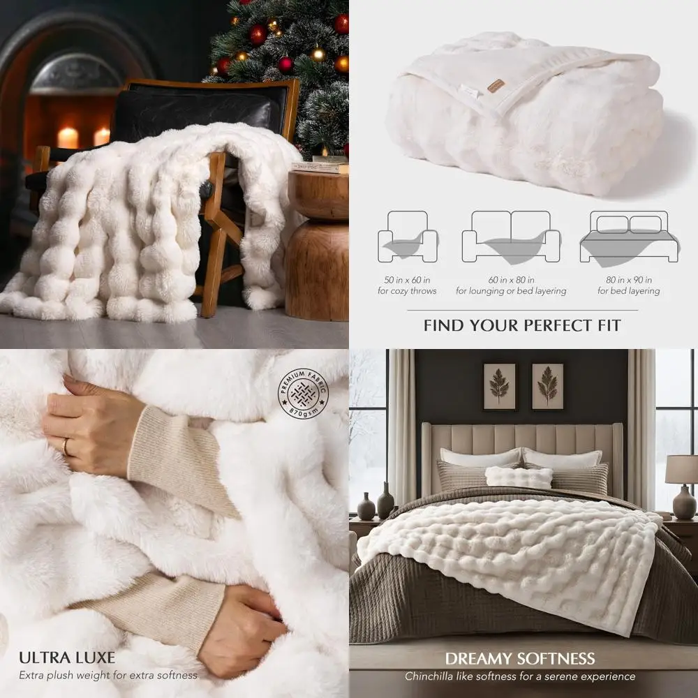 Luxurious Plush Rabbit Fur-Like Throw Blanket, Cozy Reversible Cover for Bed or Sofa, Ivory, 50x60
Luxurious Plush Rabbit Fur-Like Throw Blanket, Cozy Reversible Cover for Bed or Sofa, Ivory, 50x60
