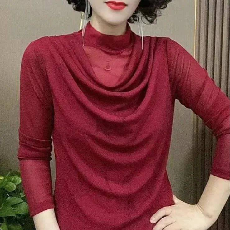 New stacked collar semi-high collar bright silk cover thin women's long-sleeved shirt temperament free collar fashion top
New stacked collar semi-high collar bright silk cover thin women's long-sleeved shirt temperament free collar fashion top