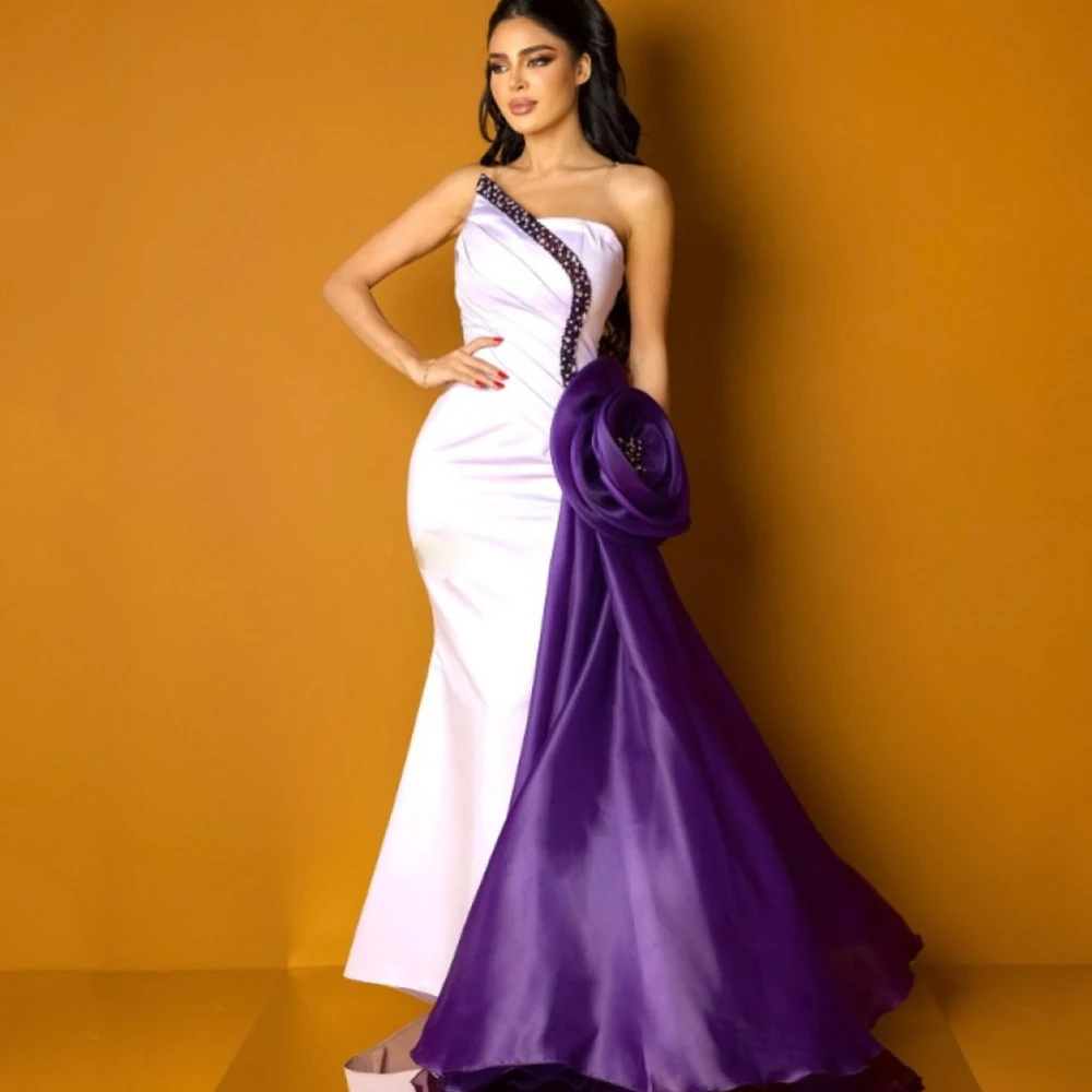 Chic Mermaid Double Color Evening Dress Strapless Sleeveless with Pleat and 3D Flower Beading Customized Party Formal Gowns
Chic Mermaid Double Color Evening Dress Strapless Sleeveless with Pleat and 3D Flower Beading Customized Party Formal Gowns