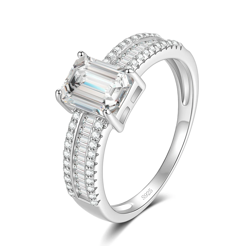 D Color VVS1 2CT Moissanite Ring Emerald Cutting S925 Sterling Silver Wedding Rings for Woman Birthday Party Jewelry Gift
D Color VVS1 2CT Moissanite Ring Emerald Cutting S925 Sterling Silver Wedding Rings for Woman Birthday Party Jewelry Gift
