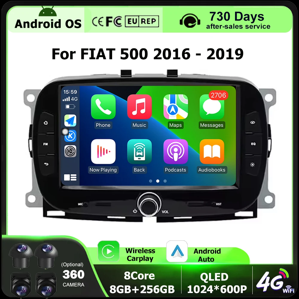 GPS Navigation Android Auto Carplay 7" For FIAT 500 2016 2017 2018 2019 Stereo Multimedia Player 4G BT Wifi 360 Camera DSP
GPS Navigation Android Auto Carplay 7" For FIAT 500 2016 2017 2018 2019 Stereo Multimedia Player 4G BT Wifi 360 Camera DSP