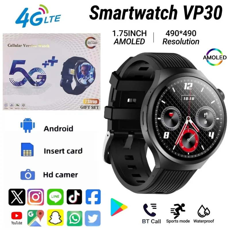 VP30 4G/5G Android Smart Watch Bluetooth 1100Mah Battery Google Play Store Heart Rate 500W Camera GPS WIFI For Men Women
VP30 4G/5G Android Smart Watch Bluetooth 1100Mah Battery Google Play Store Heart Rate 500W Camera GPS WIFI For Men Women