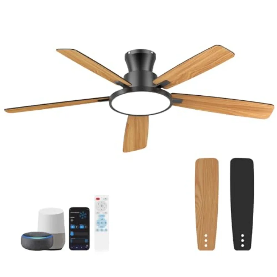 Ceiling Fans With Lights, 52 Inch Smart Ceiling Fan for Living Room, Black ABS Blades, Remote/App Control, Reversible, Dimmable
Ceiling Fans With Lights, 52 Inch Smart Ceiling Fan for Living Room, Black ABS Blades, Remote/App Control, Reversible, Dimmable