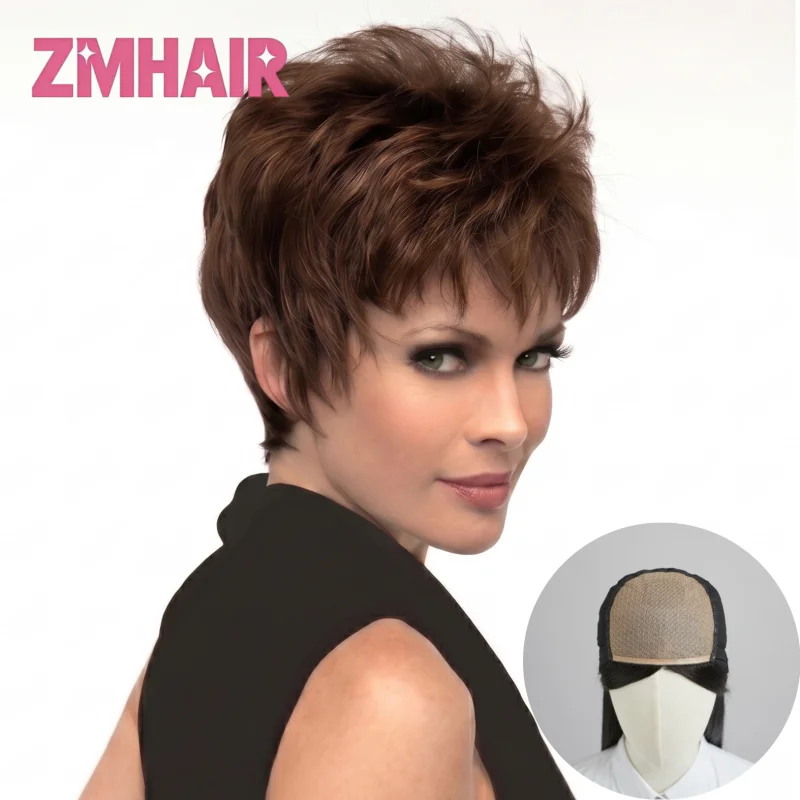 6x6 Silk Base PU Front Glueless Wigs for Women #2 Dark Brown Classic Cropped Pixie 100% Brazilian Remy Hair Wear and Go
6x6 Silk Base PU Front Glueless Wigs for Women #2 Dark Brown Classic Cropped Pixie 100% Brazilian Remy Hair Wear and Go
