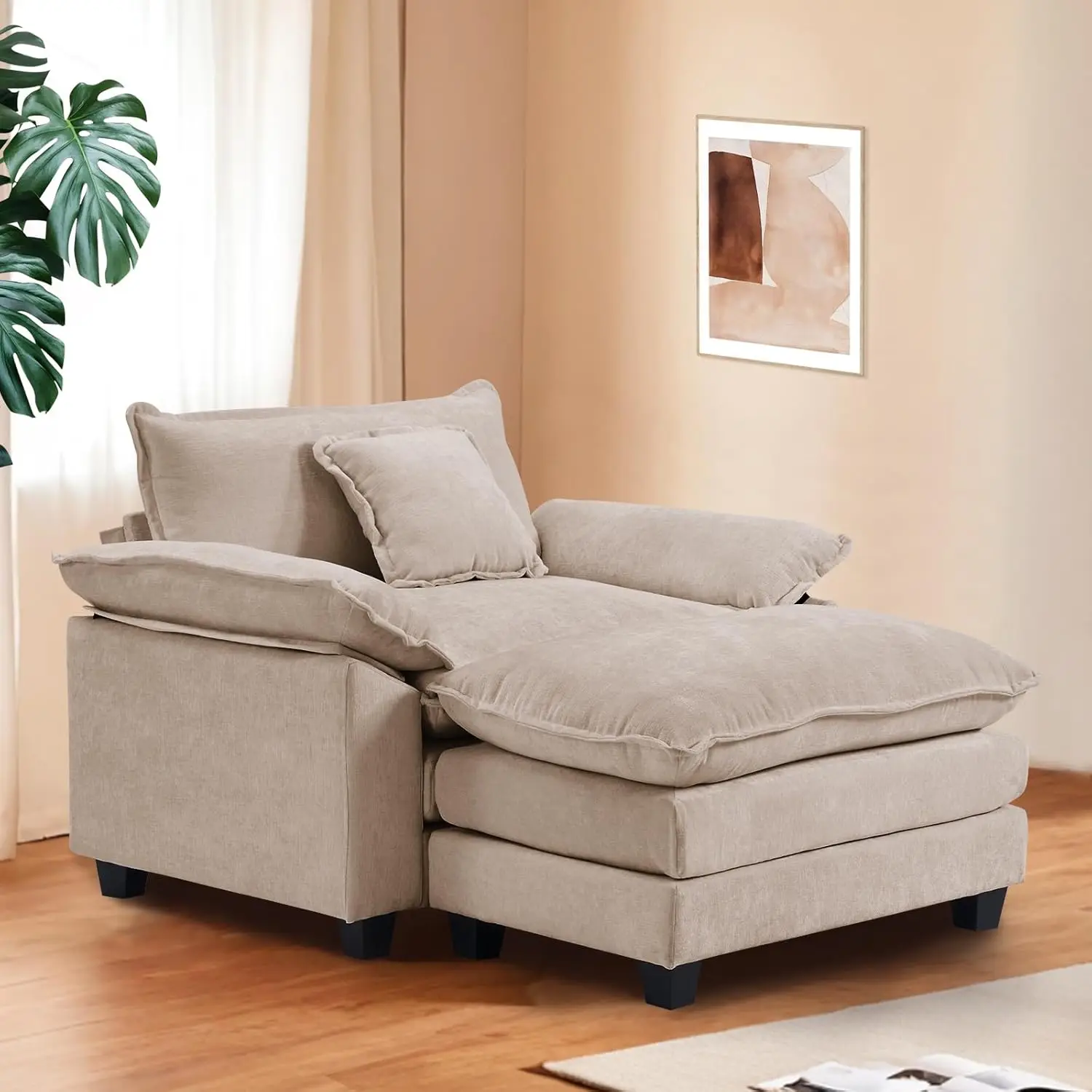 46‘’ Oversized Chair with Ottoman, Luxury Chenille Single Sofa, Upholstered Deep Seat Chaise Lounge with Pillows for Living Room
46‘’ Oversized Chair with Ottoman, Luxury Chenille Single Sofa, Upholstered Deep Seat Chaise Lounge with Pillows for Living Room