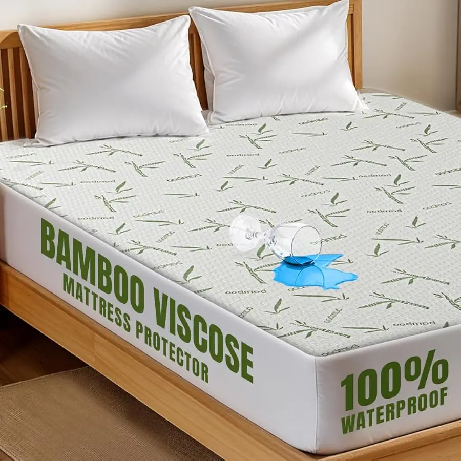 Waterproof Cooling Mattress Protector Queen Size Bed, Premium 200 GSM iscose Made from Bamboo Mattress Co er, Fits 17 Inches De
Waterproof Cooling Mattress Protector Queen Size Bed, Premium 200 GSM iscose Made from Bamboo Mattress Co er, Fits 17 Inches De