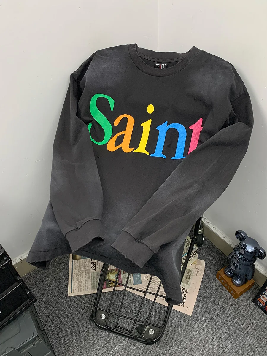 Retro Washed Street Letter Print Heavyweight Long Sleeve T-Shirt Unisex Loose Fit Cotton Casual Style Breathable Autumn Wear
Retro Washed Street Letter Print Heavyweight Long Sleeve T-Shirt Unisex Loose Fit Cotton Casual Style Breathable Autumn Wear