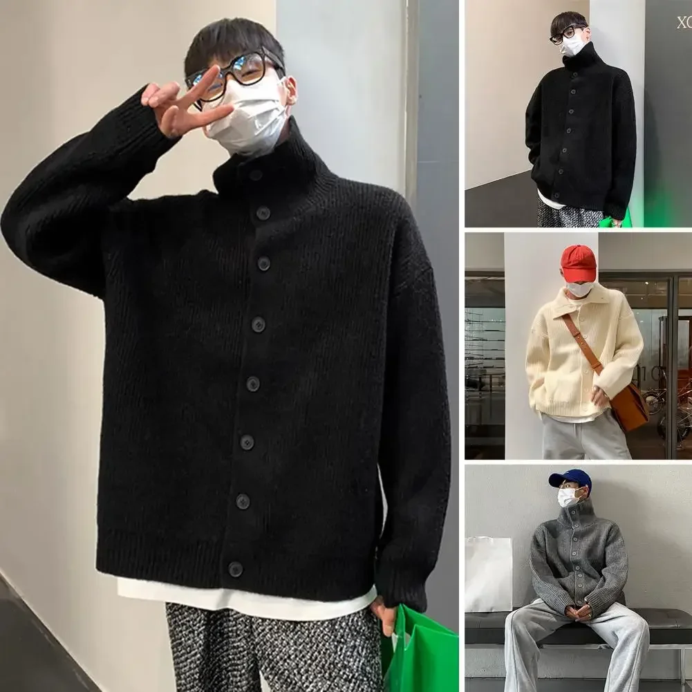 Men Striped Knit Cardigan Men's High Collar Knit Sweater Coat for Fall Winter Thick Warm Cardigan with Long Sleeves for Wear
Men Striped Knit Cardigan Men's High Collar Knit Sweater Coat for Fall Winter Thick Warm Cardigan with Long Sleeves for Wear
