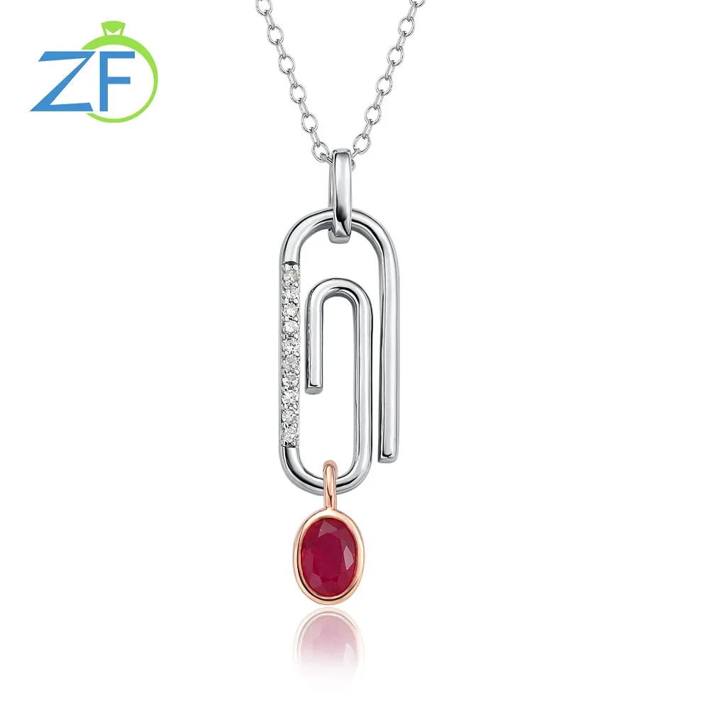 GZ ZONGFA Natural Ruby Diamond 0.6ct Pure 925 Sterling Silver Paper Clip Pendant Necklace For Women 10K Rose Gold Fine Jewelry
GZ ZONGFA Natural Ruby Diamond 0.6ct Pure 925 Sterling Silver Paper Clip Pendant Necklace For Women 10K Rose Gold Fine Jewelry