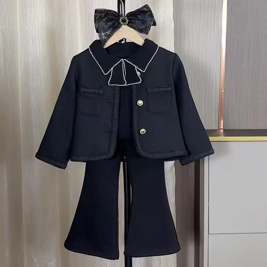 Girls' Autumn Set Children's New Korean Version Small Fragrant Style Jacket+Flared Pants Two-piece Set 
Girls' Autumn Set Children's New Korean Version Small Fragrant Style Jacket+Flared Pants Two-piece Set