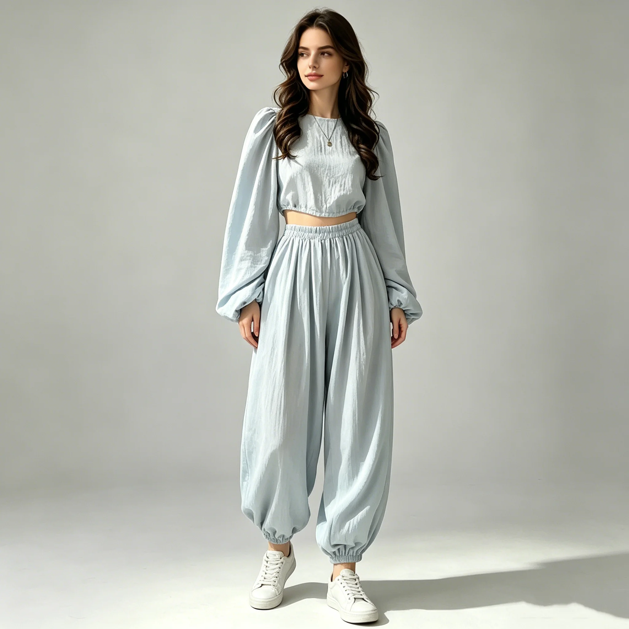 CiCi Puff Long Sleeve Two Piece Set Women Elastic Waist Cropped Top And Balloon Jogger Pants Spring Summer Casual
CiCi Puff Long Sleeve Two Piece Set Women Elastic Waist Cropped Top And Balloon Jogger Pants Spring Summer Casual