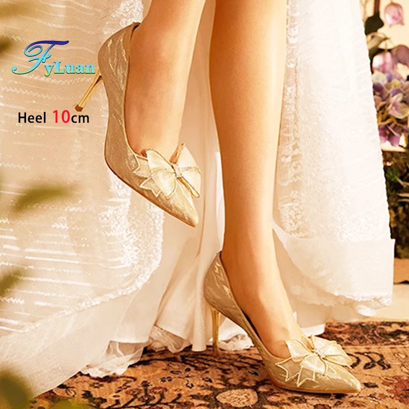 2025 Женская обувь на высоком каблуке с золотым кристаллом и бантом 10 см, 8 см, 6 см, женские туфли-лодочки на тонком каблуке с острым носком, свадебные туфли на шпильке с неглубоким носком 
2025 Женская обувь на высоком каблуке с золотым кристаллом и бантом 10 см, 8 см, 6 см, женские туфли-лодочки на тонком каблуке с острым носком, свадебные туфли на шпильке с неглубоким носком