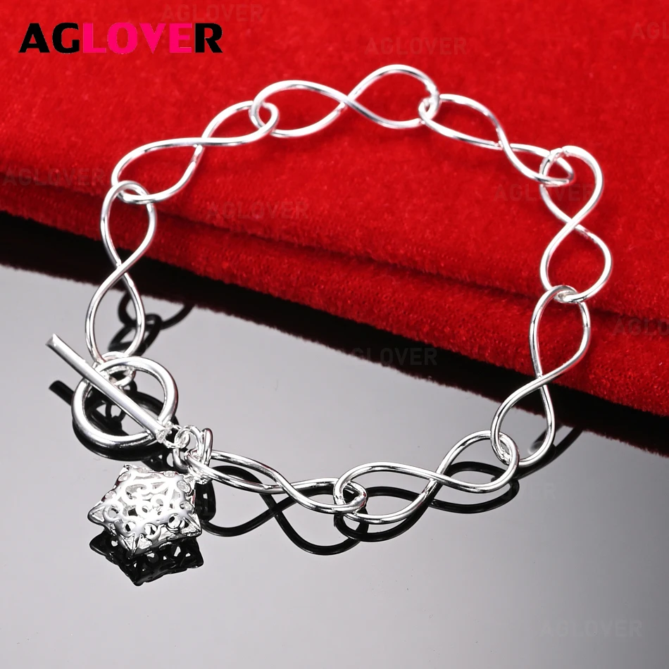 AGLOVER 925 Sterling Silver Hollow Five-pointed Star Pendant Bracelet Women Charm Fashion Holiday Gift Jewelry
AGLOVER 925 Sterling Silver Hollow Five-pointed Star Pendant Bracelet Women Charm Fashion Holiday Gift Jewelry
