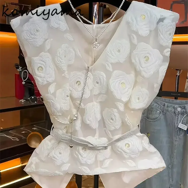 Three-dimension Floral Blusas Mujer V-neck Sleeveless Shirts & Blouses Summer New Women Clothing Irregular Split Camisas Ropa
Three-dimension Floral Blusas Mujer V-neck Sleeveless Shirts & Blouses Summer New Women Clothing Irregular Split Camisas Ropa