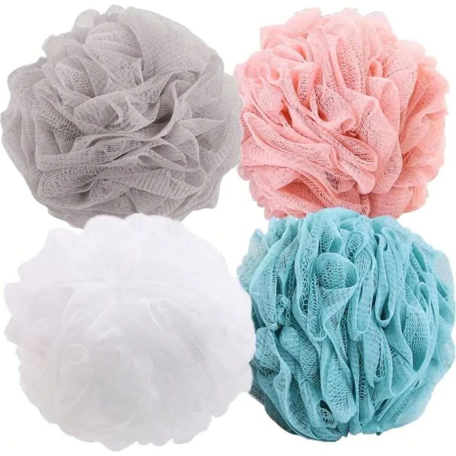 BTYMS 4 Pieces Shower Loofahs Bath Sponges 60g Bath Scrunchies Mesh Pouf Exfoliating Loofa For Body Washing
BTYMS 4 Pieces Shower Loofahs Bath Sponges 60g Bath Scrunchies Mesh Pouf Exfoliating Loofa For Body Washing