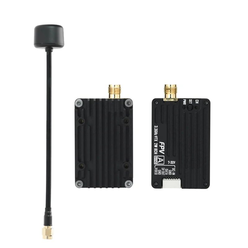 3.3G 2W VTX+Antenna Kit 2000Mw 8CH Audio Video FPV Transmitter For RC FPV Drone Multi-Rotor
3.3G 2W VTX+Antenna Kit 2000Mw 8CH Audio Video FPV Transmitter For RC FPV Drone Multi-Rotor