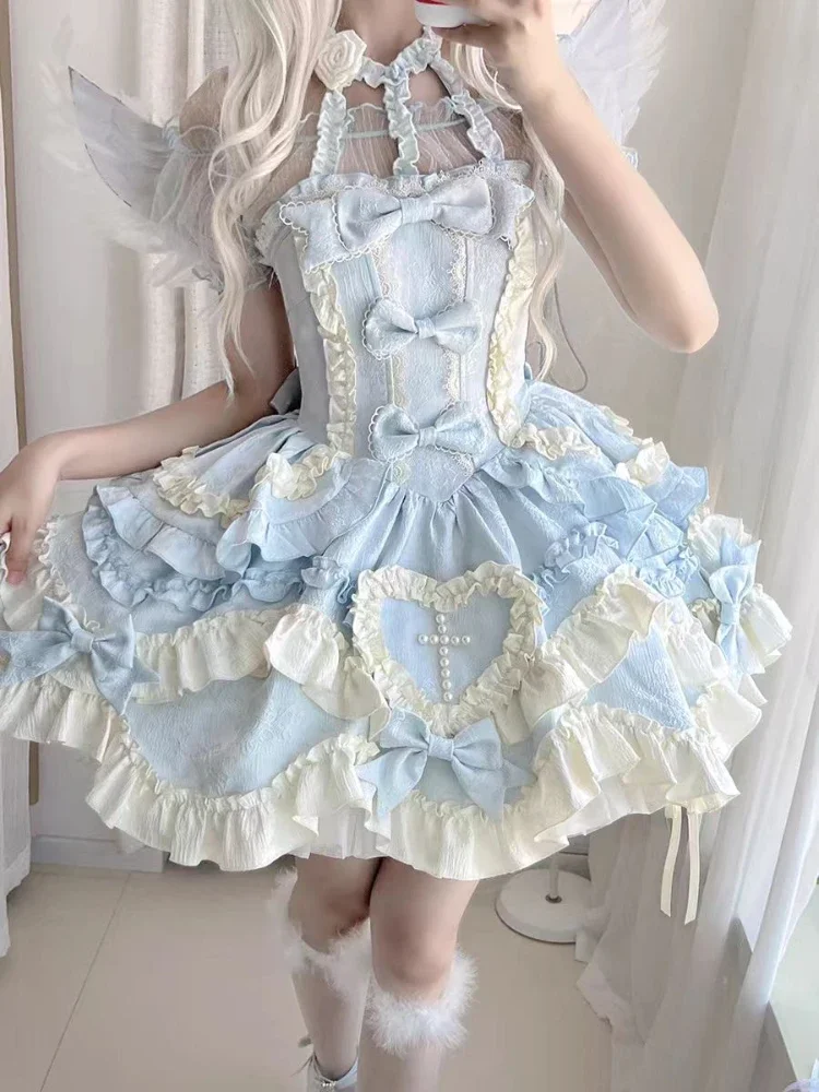 Lolita dress kawaii cute slanted neck slim ladies design sweet bow with shoulder sl rope dress elegant cute beautiful clothes
Lolita dress kawaii cute slanted neck slim ladies design sweet bow with shoulder sl rope dress elegant cute beautiful clothes