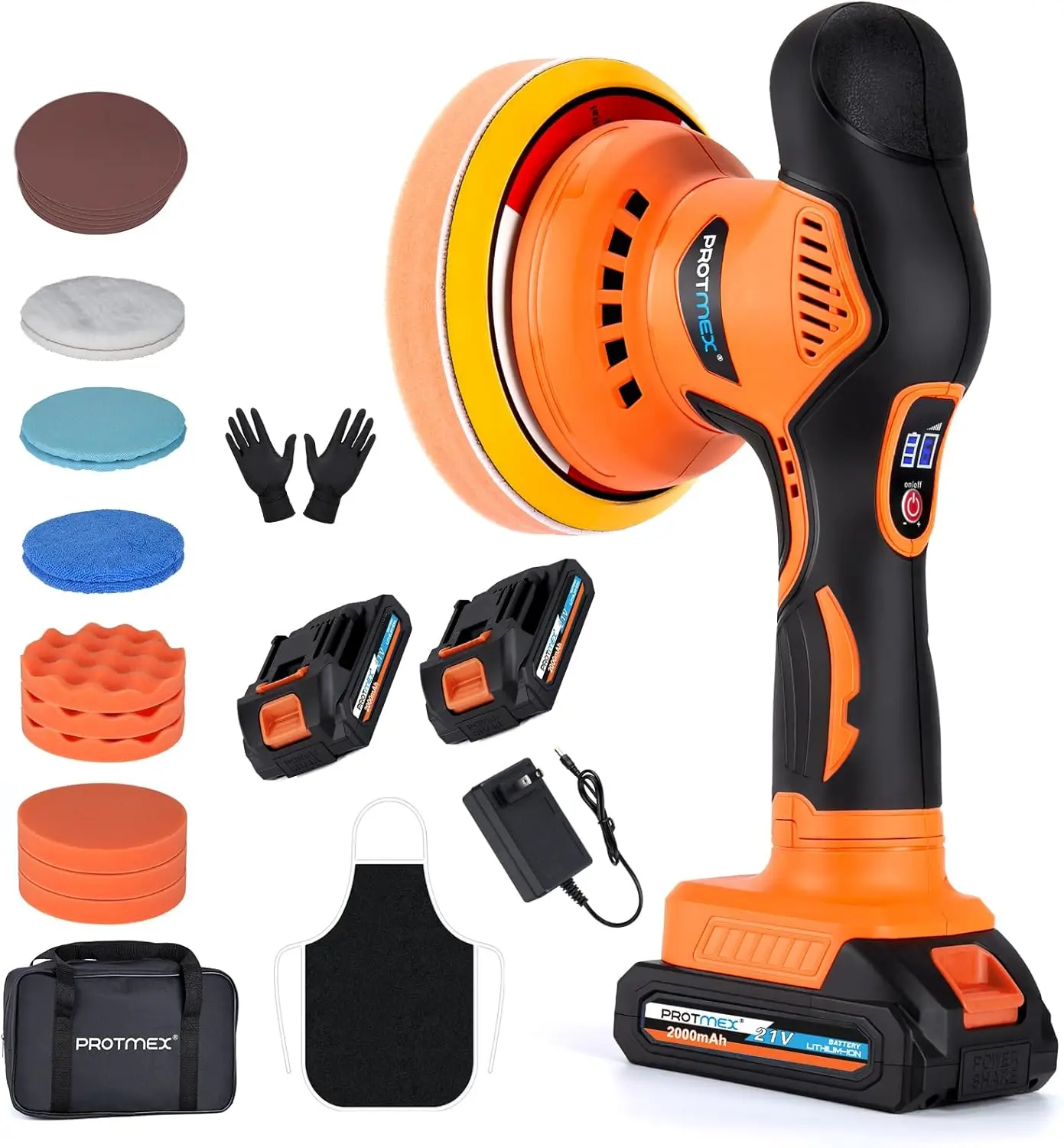 Cordless Car Buffer Polisher with 2 Batteries, 6 Speeds & 18 Attachments Kit for Vehicle Waxing
Cordless Car Buffer Polisher with 2 Batteries, 6 Speeds & 18 Attachments Kit for Vehicle Waxing