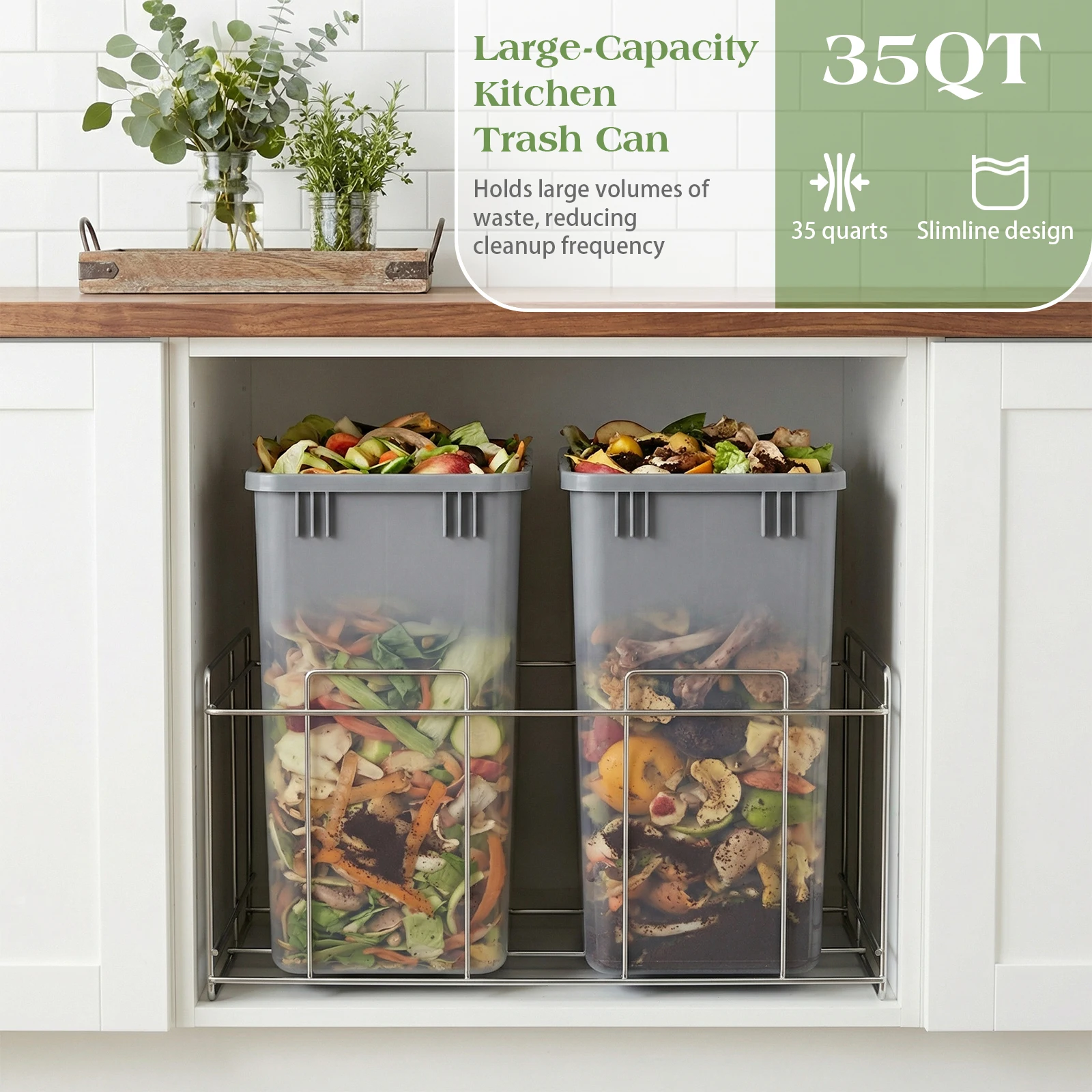 10 Pack 35 QT Pull Out Bin Easy To Clean Pull Out Under Sink Garbage Bin 14x18x9inch for Kitchen Workspace Bathroom Office
10 Pack 35 QT Pull Out Bin Easy To Clean Pull Out Under Sink Garbage Bin 14x18x9inch for Kitchen Workspace Bathroom Office