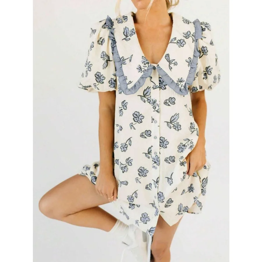 【New style】Women's Y2k Mini Dress Floral/Dots/Solid Bubble Short Sleeve Lace Trim Lapel Button Down Loose Fit Casual Cute Flowy
【New style】Women's Y2k Mini Dress Floral/Dots/Solid Bubble Short Sleeve Lace Trim Lapel Button Down Loose Fit Casual Cute Flowy