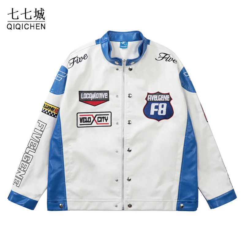 Hip Hop PU Leather Jacket Men Color Blocking Letter Embroidery Jackets Spring Autumn Oversize Outerwear Coat Couple Streetwear
Hip Hop PU Leather Jacket Men Color Blocking Letter Embroidery Jackets Spring Autumn Oversize Outerwear Coat Couple Streetwear