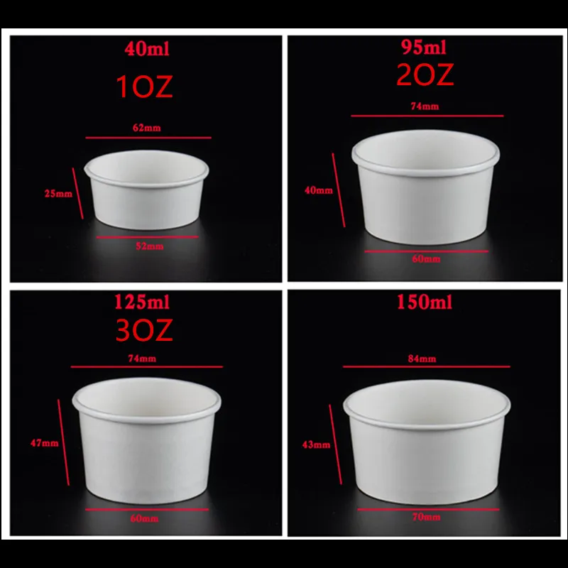 100pcs Disposable ice cream cup 1oz 2oz 3oz small white paper bowl round jelly pudding yogurt dessert cups thick packaging cups
100pcs Disposable ice cream cup 1oz 2oz 3oz small white paper bowl round jelly pudding yogurt dessert cups thick packaging cups