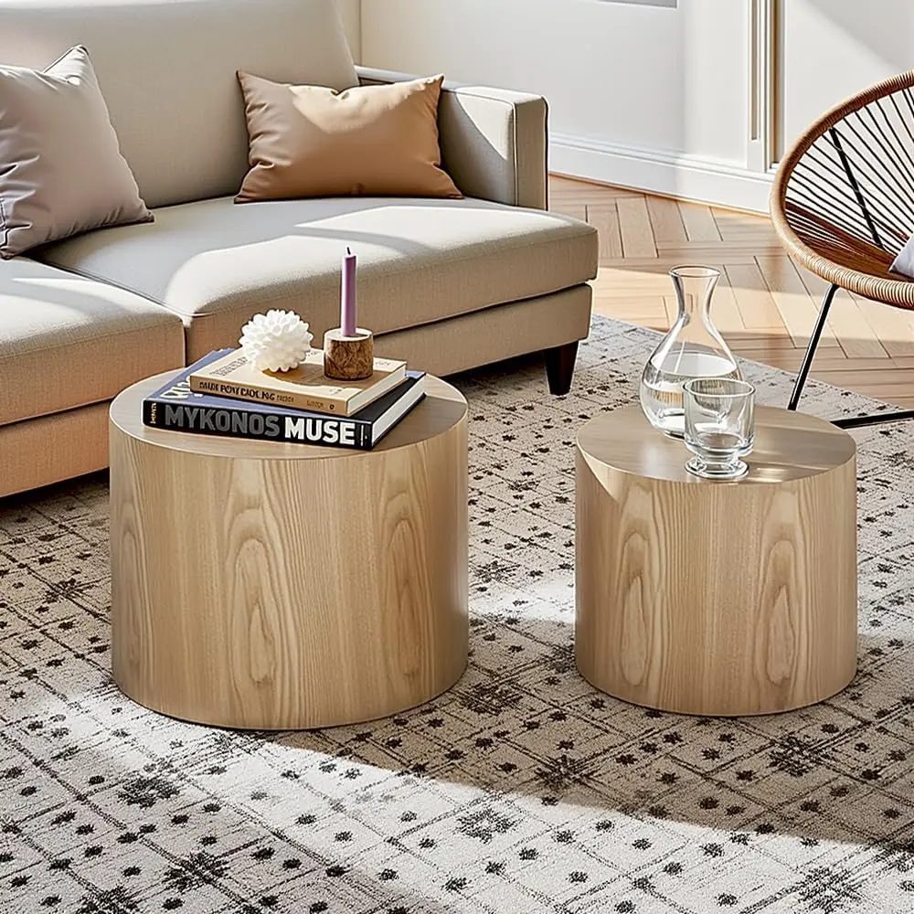 Nesting Coffee Table Set of 2, Modern Round Coffee Table with Non-Slip Feet, Oak Wooden Circle Accent Tables for Small Spaces Li
Nesting Coffee Table Set of 2, Modern Round Coffee Table with Non-Slip Feet, Oak Wooden Circle Accent Tables for Small Spaces Li