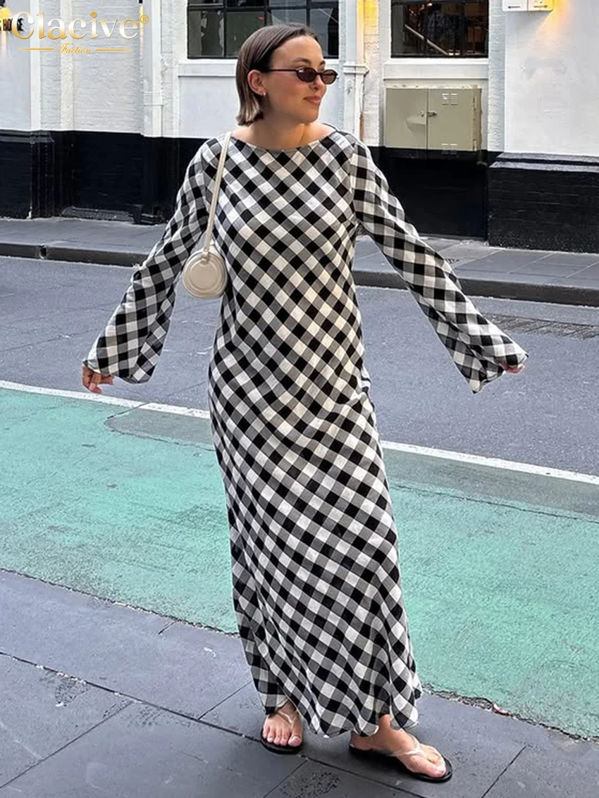 Clacive Fashion Loose Black Plaid Women Dress 2026 Vintage O-Neck Long Sleeve Ankle Length Dresses Elegant Classic Female Dress
Clacive Fashion Loose Black Plaid Women Dress 2026 Vintage O-Neck Long Sleeve Ankle Length Dresses Elegant Classic Female Dress