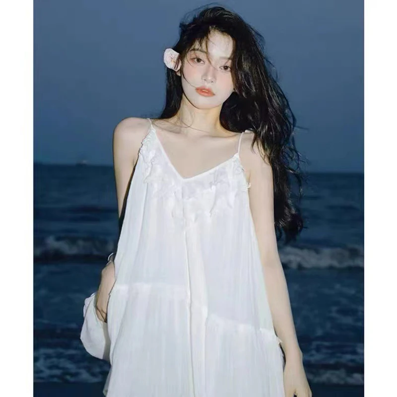 Seaside Holiday Style Gentle Female Dress New Solid Spaghetti Strap Lace Loose Waist Backless Patchwork Women Midi Dresses
Seaside Holiday Style Gentle Female Dress New Solid Spaghetti Strap Lace Loose Waist Backless Patchwork Women Midi Dresses