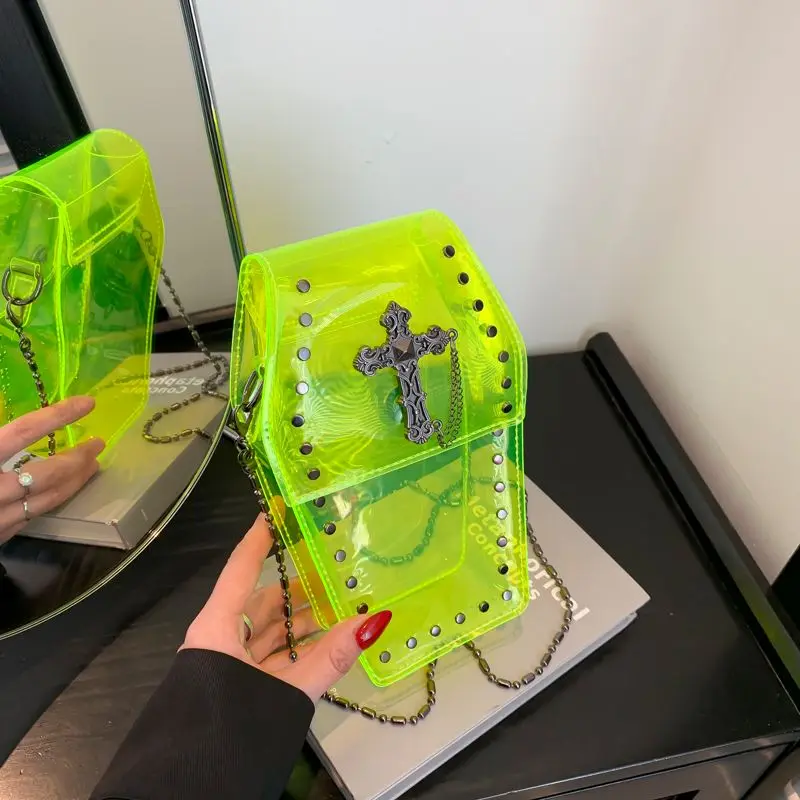 Модная сумка через плечо с перекрестными заклепками и цепочкой, женская уличная прозрачная сумка через плечо в стиле панк, креативная уникальная трендовая минималистичная мини-кошелек
Модная сумка через плечо с перекрестными заклепками и цепочкой, женская уличная прозрачная сумка через плечо в стиле панк, креативная уникальная трендовая минималистичная мини-кошелек