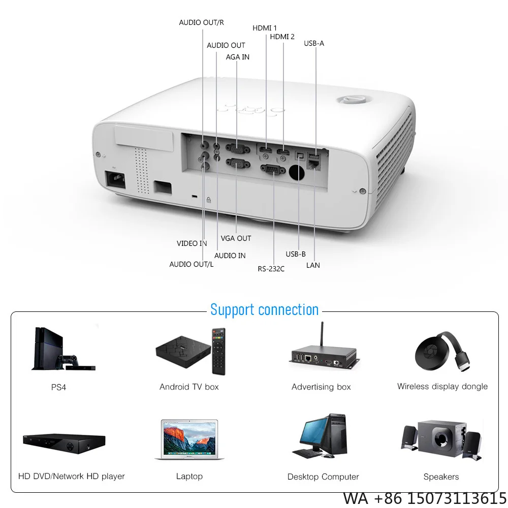4K 3D Short Throw Projector, 5200 High Lumens WUXGA for Business and Commercial Use
4K 3D Short Throw Projector, 5200 High Lumens WUXGA for Business and Commercial Use