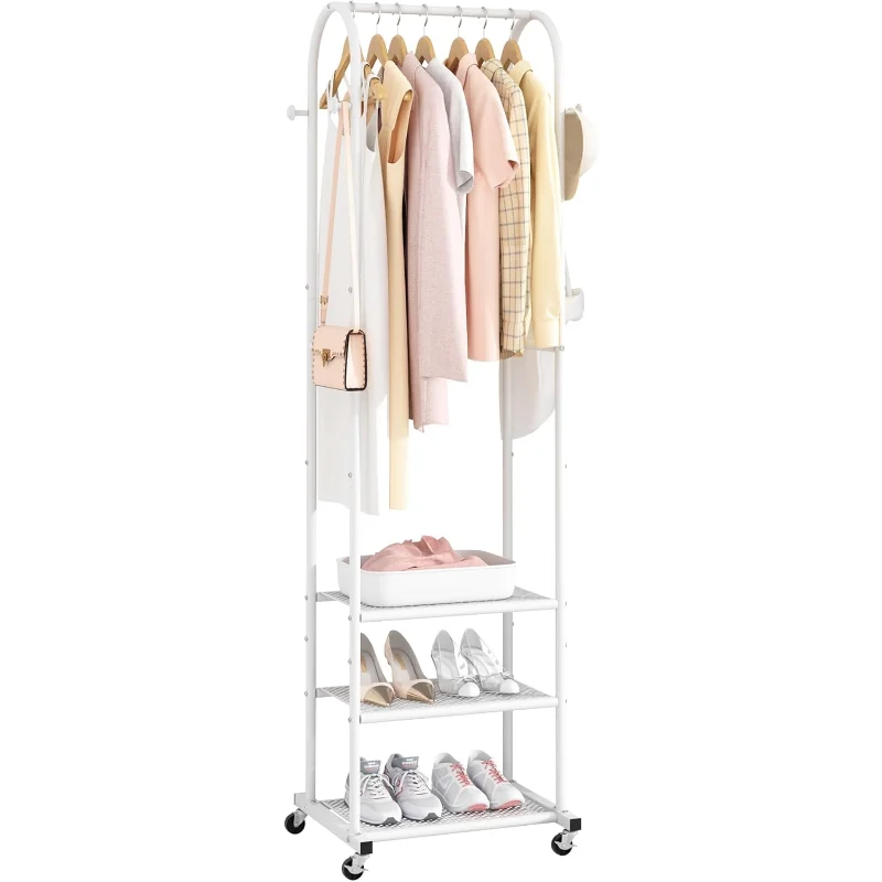 Heavy Duty Clothing Rack With Wheels,Modern Garment Rack With 3 Metal Shelves, 71.8Inches Display Rack For Hanging Clothes, Hang
Heavy Duty Clothing Rack With Wheels,Modern Garment Rack With 3 Metal Shelves, 71.8Inches Display Rack For Hanging Clothes, Hang