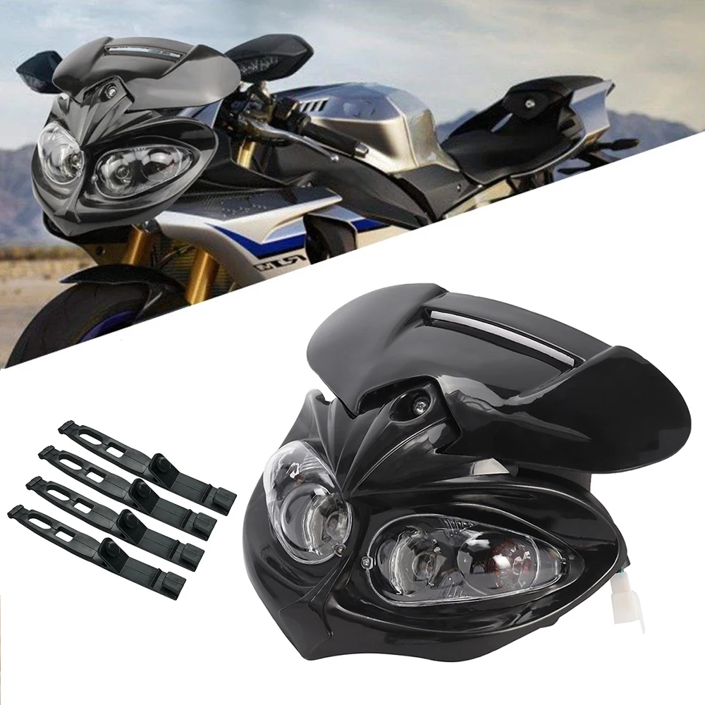 1pc Motorcycle Fairing Headlight Dual Lamp Black Motorbike Front Headlamp for Universal Dirt Pit Bike ATV F-Eagle Apollo
1pc Motorcycle Fairing Headlight Dual Lamp Black Motorbike Front Headlamp for Universal Dirt Pit Bike ATV F-Eagle Apollo