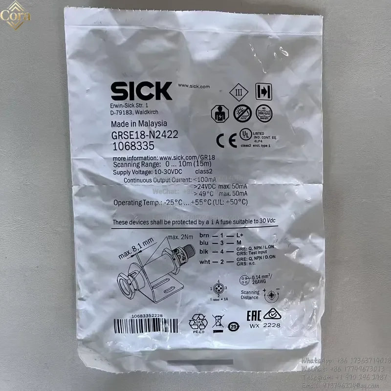 SICK brand origianl GRSE18-N2422 part no.: 1068335 PHOTOELECTRIC SENSORS new
SICK brand origianl GRSE18-N2422 part no.: 1068335 PHOTOELECTRIC SENSORS new
